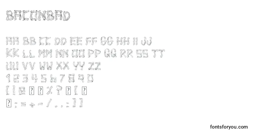 A fonte BaconBad – alfabeto, números, caracteres especiais