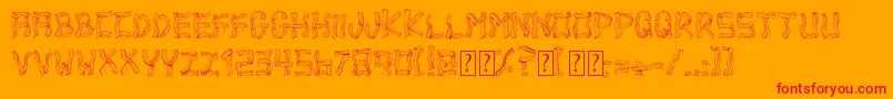 Czcionka BaconBad – czerwone czcionki na pomarańczowym tle