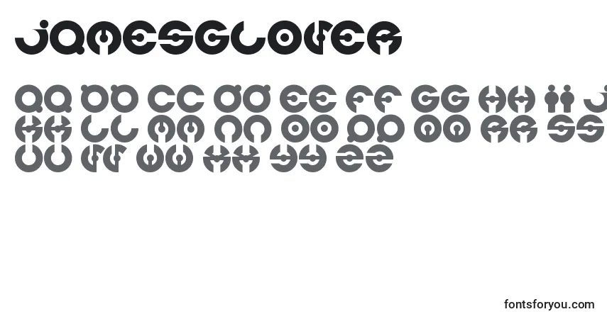 Schriftart Jamesglover – Alphabet, Zahlen, spezielle Symbole