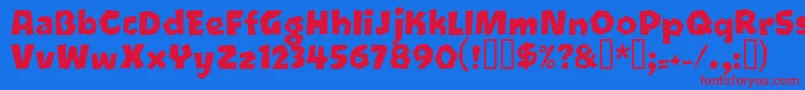 Oetztyp Font – Red Fonts on Blue Background