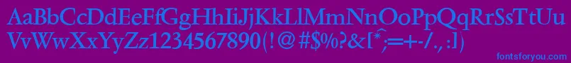 V691RomanRegular Font – Blue Fonts on Purple Background