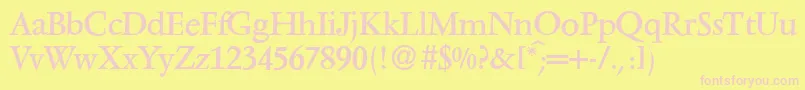 V691RomanRegular-Schriftart – Rosa Schriften auf gelbem Hintergrund