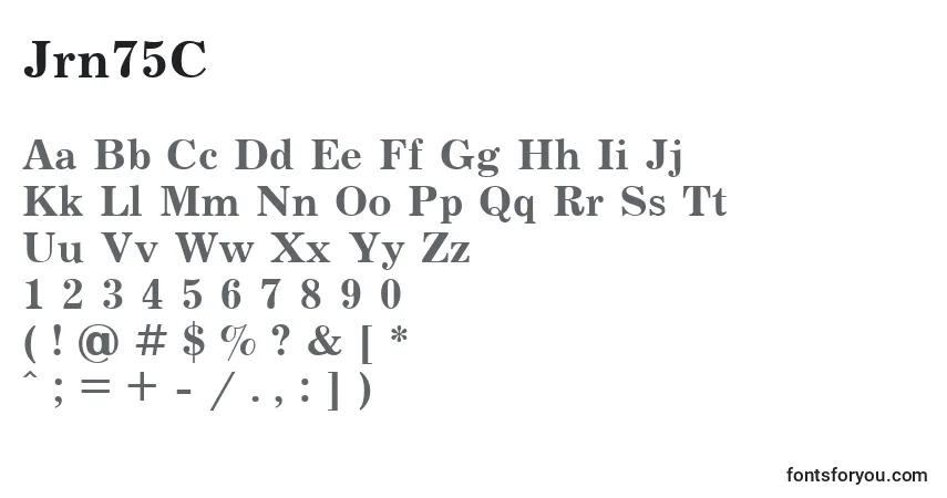 A fonte Jrn75C – alfabeto, números, caracteres especiais