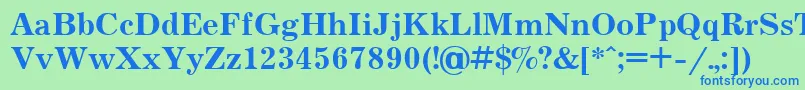 Jrn75C Font – Blue Fonts on Green Background