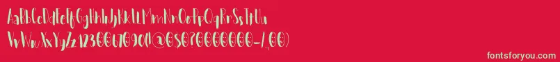 WoebegoneDemo-fontti – vihreät fontit punaisella taustalla