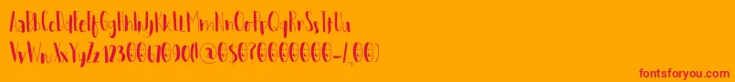 WoebegoneDemo-Schriftart – Rote Schriften auf orangefarbenem Hintergrund