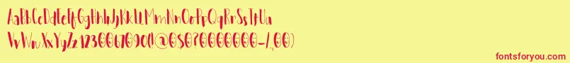 フォントWoebegoneDemo – 赤い文字の黄色い背景