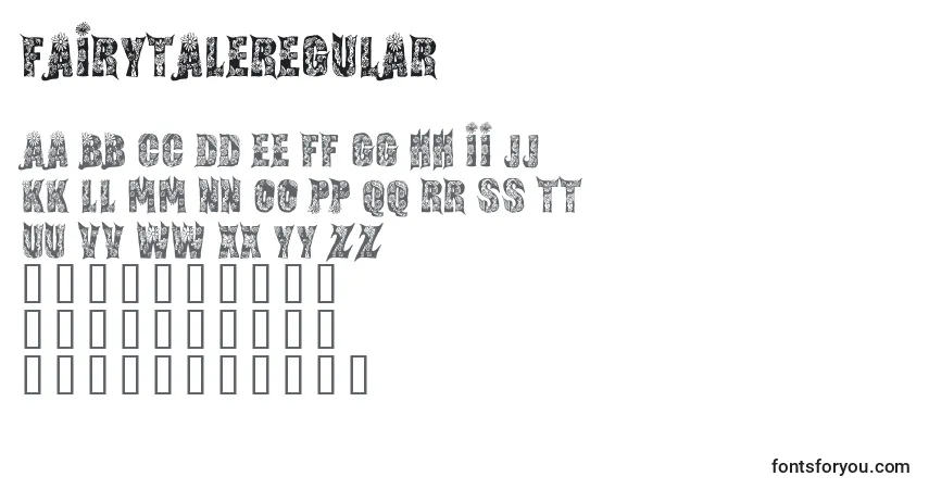 A fonte FairytaleRegular – alfabeto, números, caracteres especiais