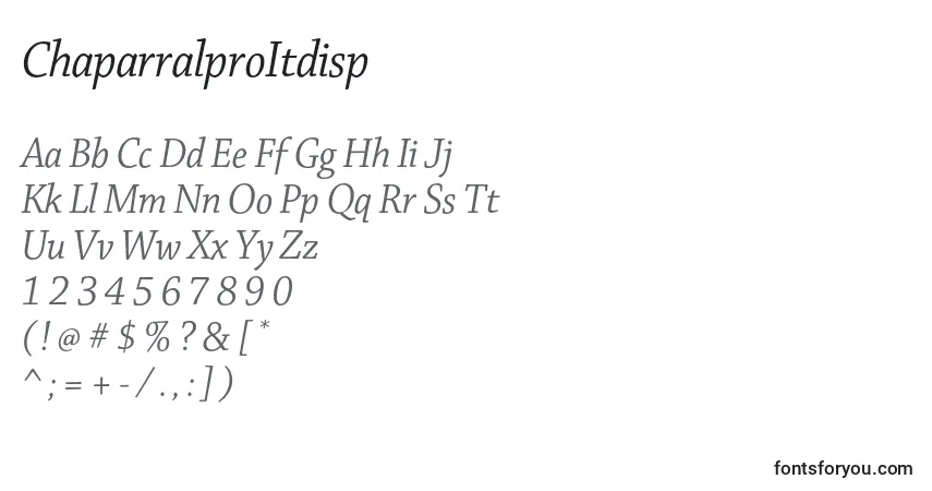 Czcionka ChaparralproItdisp – alfabet, cyfry, specjalne znaki