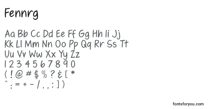 A fonte Fennrg – alfabeto, números, caracteres especiais