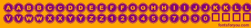 4yeoin ffy-Schriftart – Violette Schriften auf orangefarbenem Hintergrund