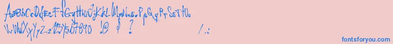 LittleInsectFromAnotherPlanet Font – Blue Fonts on Pink Background