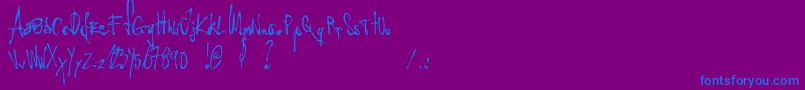 LittleInsectFromAnotherPlanet-Schriftart – Blaue Schriften auf violettem Hintergrund