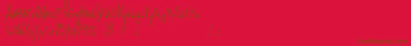 LittleInsectFromAnotherPlanet Font – Brown Fonts on Red Background