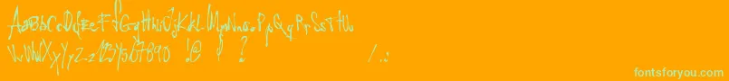 LittleInsectFromAnotherPlanet Font – Green Fonts on Orange Background