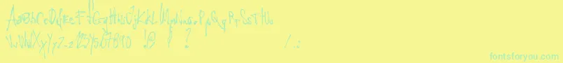 LittleInsectFromAnotherPlanet Font – Green Fonts on Yellow Background