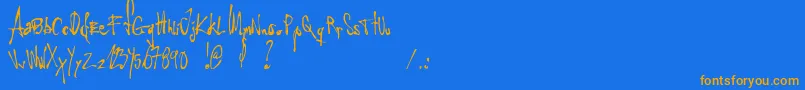LittleInsectFromAnotherPlanet Font – Orange Fonts on Blue Background