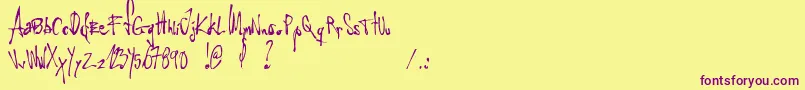 LittleInsectFromAnotherPlanet Font – Purple Fonts on Yellow Background