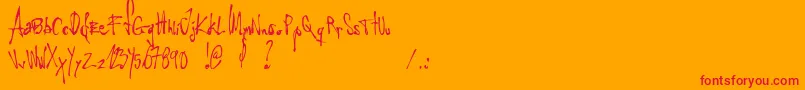 LittleInsectFromAnotherPlanet Font – Red Fonts on Orange Background