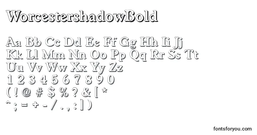 Fuente WorcestershadowBold - alfabeto, números, caracteres especiales