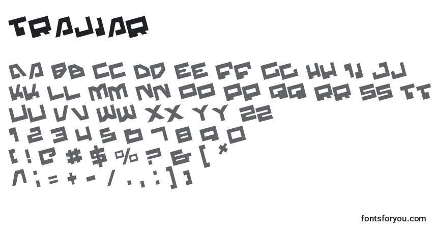 Czcionka Trajiar – alfabet, cyfry, specjalne znaki
