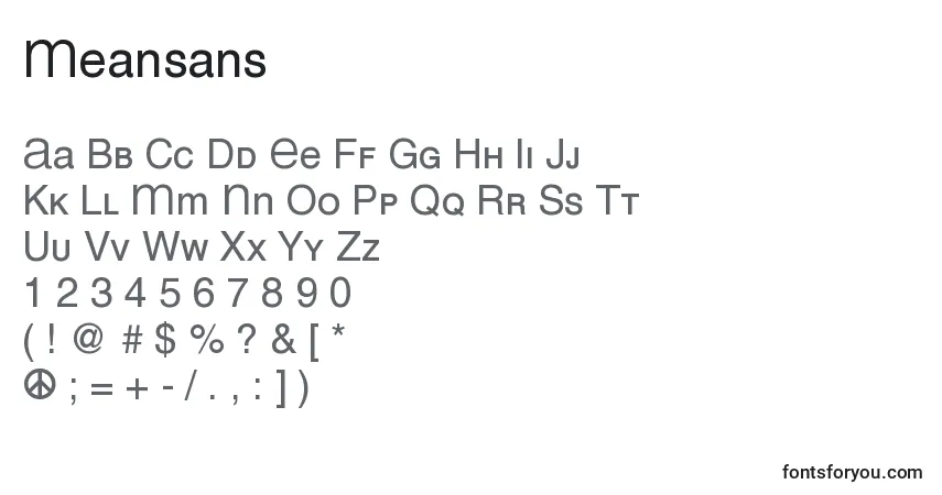 Fuente Meansans - alfabeto, números, caracteres especiales