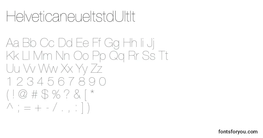 A fonte HelveticaneueltstdUltlt – alfabeto, números, caracteres especiais
