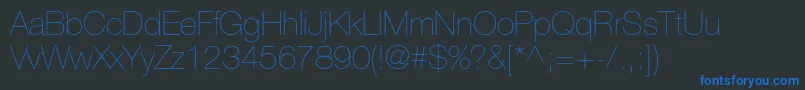 フォントHelveticaneueltstdUltlt – 黒い背景に青い文字