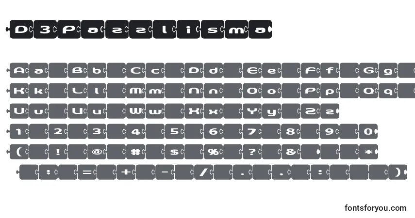 A fonte D3Pazzlisma – alfabeto, números, caracteres especiais