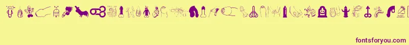 Penis Font – Purple Fonts on Yellow Background