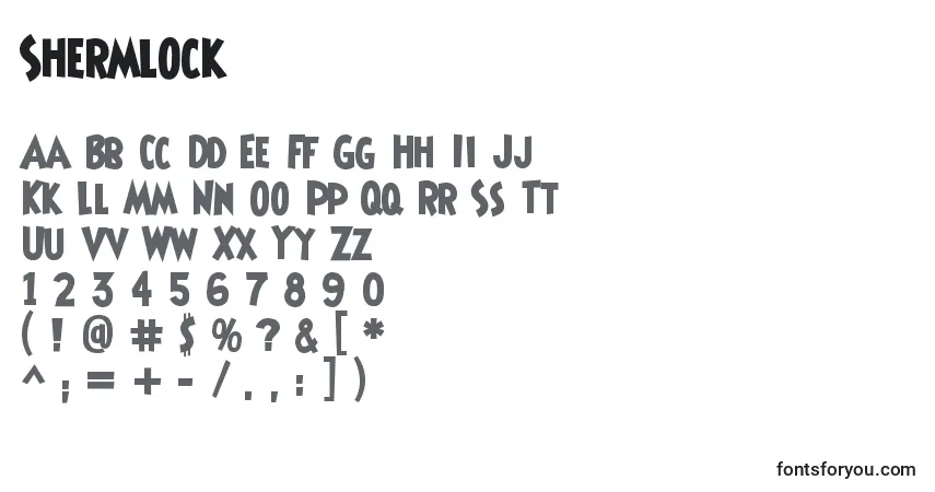 Czcionka Shermlock – alfabet, cyfry, specjalne znaki