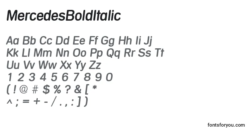 MercedesBoldItalicフォント–アルファベット、数字、特殊文字