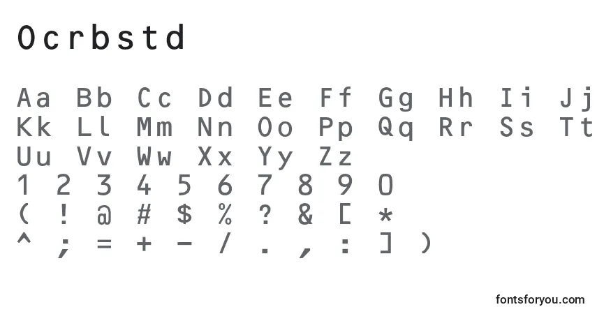 A fonte Ocrbstd – alfabeto, números, caracteres especiais