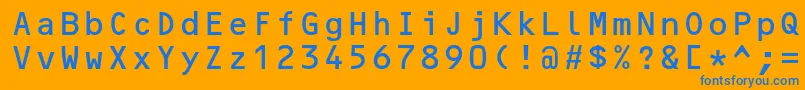 Ocrbstd-Schriftart – Blaue Schriften auf orangefarbenem Hintergrund