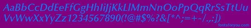 Шрифт OptimaLtDemiBoldItalic – синие шрифты на фиолетовом фоне