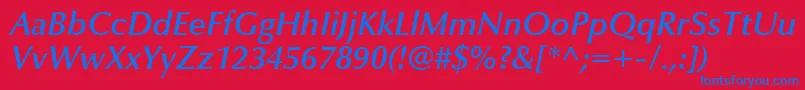 OptimaLtDemiBoldItalic Font – Blue Fonts on Red Background