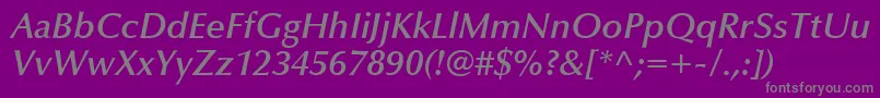 フォントOptimaLtDemiBoldItalic – 紫の背景に灰色の文字