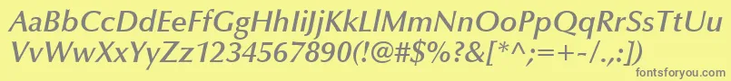 フォントOptimaLtDemiBoldItalic – 黄色の背景に灰色の文字