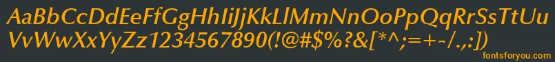 OptimaLtDemiBoldItalic Font – Orange Fonts on Black Background