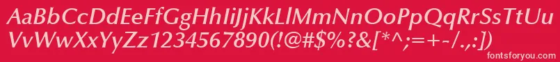 フォントOptimaLtDemiBoldItalic – 赤い背景にピンクのフォント
