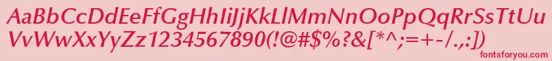 フォントOptimaLtDemiBoldItalic – ピンクの背景に赤い文字