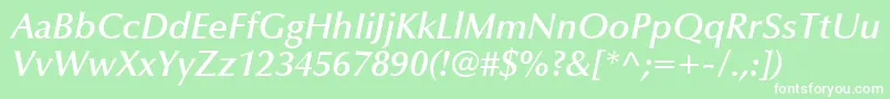 OptimaLtDemiBoldItalic Font – White Fonts on Green Background