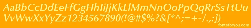 OptimaLtDemiBoldItalic Font – Yellow Fonts on Orange Background