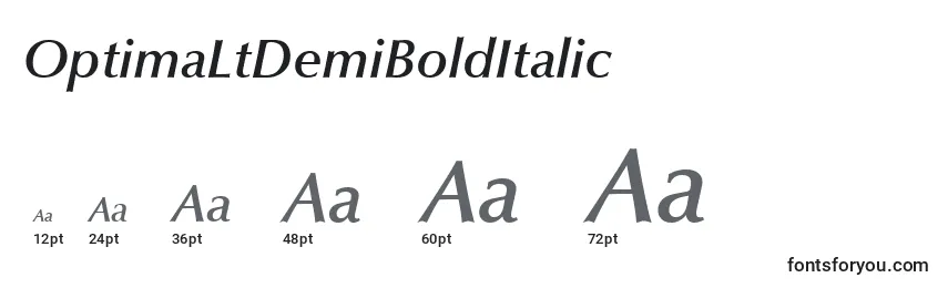 Размеры шрифта OptimaLtDemiBoldItalic