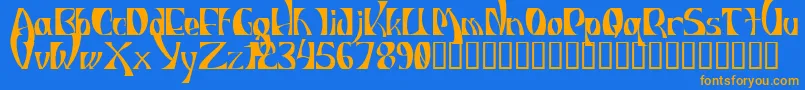 フォントIndiot – オレンジ色の文字が青い背景にあります。