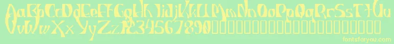 フォントIndiot – 黄色の文字が緑の背景にあります