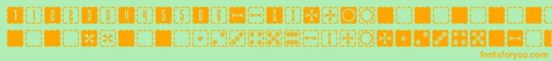 SteampipsD6-Schriftart – Orangefarbene Schriften auf grünem Hintergrund