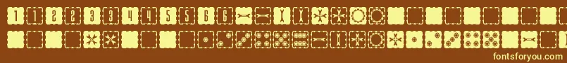 SteampipsD6-fontti – keltaiset fontit ruskealla taustalla