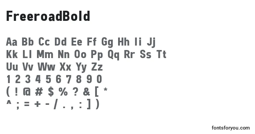 Schriftart FreeroadBold – Alphabet, Zahlen, spezielle Symbole