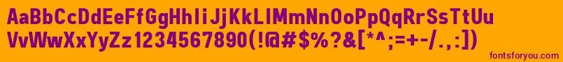 Weitere Informationen zur FreeroadBold-Schriftart FreeroadBold-Schriftart – Violette Schriften auf orangefarbenem Hintergrund